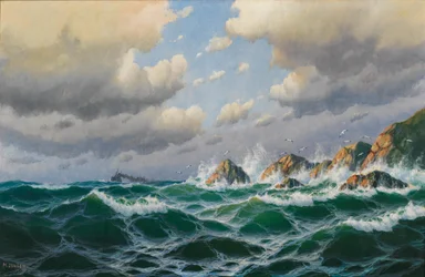 Alemán: Steamer off stormy coast