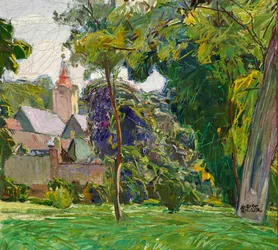 Paisaje del parque August Rieger con iglesia