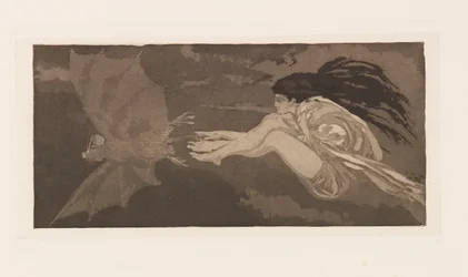 Bruja y murciélago, 1880