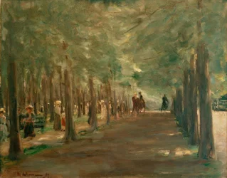 Avenida en el Tiergarten con jinetes y paseantes