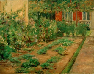 Plantas perennes en la casita del jardín hacia el noreste