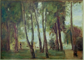 El jardín del artista en Berlín-Wannsee, al fondo