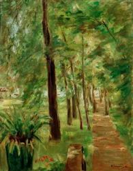La avenida de abedules en el jardín de Wannsee hacia el este