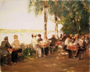 Café jardín junto al agua