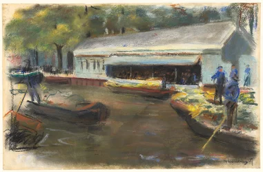 Mercado de verduras en Delft, 1907