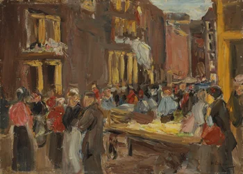 Barrio judío en Ámsterdam; Judengasse en Ámsterdam, esquina Jodenbreestraat, 1905