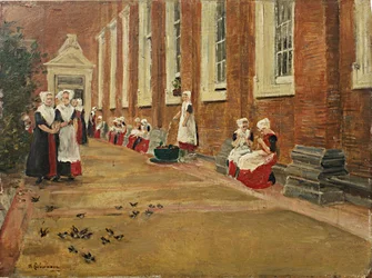 Liebermann, Max - Estudio para la hora libre en el orfanato de Amsterdam - Eberle 1876 28