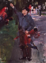 Hombre con loros (óleo sobre lienzo)