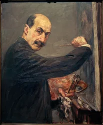 Autorretrato en el caballete hacia la derecha