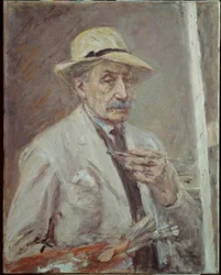 Autorretrato con Bata de Pintor y Sombrero