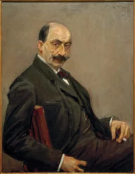 Autorretrato hacia la derecha con el cigarrillo en la mano izquierda