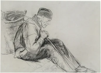 Campesino sentado de perfil