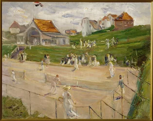 Tenniscourt con jugadores en Noordwijk, Países Bajos (pintura sobre lienzo)