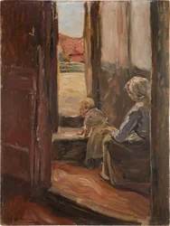 El primer paso (Madre e hijo, pequeño boceto)