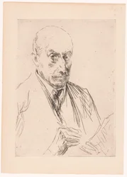 Autorretrato de Max Liebermann, lápiz en mano