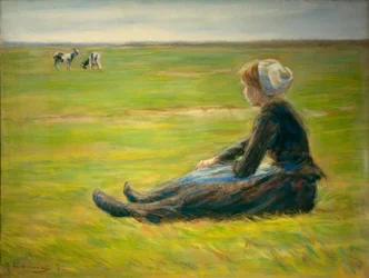 Pastora de cabras en las dunas