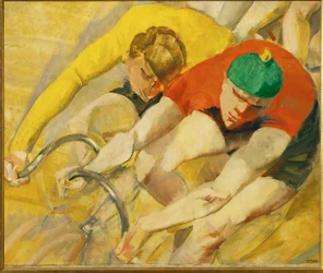 " Sechstagerennen ", la antaño famosa carrera ciclista de seis días en el estadio Sportpalast de Berlín (pintura sobre lienzo)