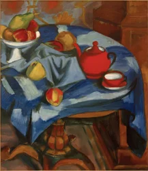 La vajilla roja para el té