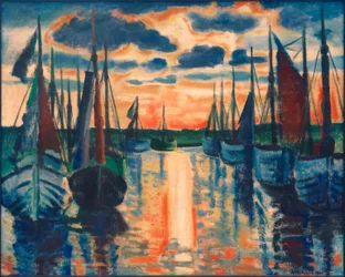 Puesta de sol en el puerto de Leba