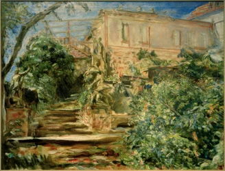 El jardín en Neukastel con la biblioteca