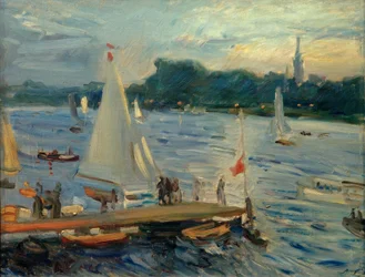 Veleros en el Alster al atardecer