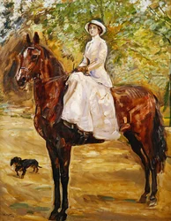 Mujer de blanco montando a caballo, 1910
