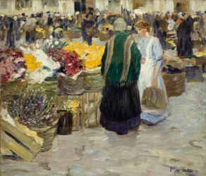 Mercado de flores en la iglesia de Rochus