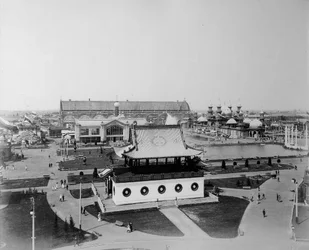 Vista general, la Exposición de toda Rusia, Nizhny Novgorod, Rusia, 1896