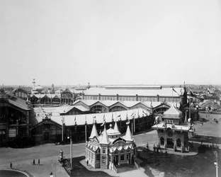 Vista general, la Exposición de toda Rusia, Nizhny Novgorod, Rusia, 1896