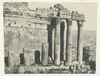 Baalbeck Héliopolis, Templo de Júpiter, Fachada Occidental, Siria, 1849-51, impreso en 1852
