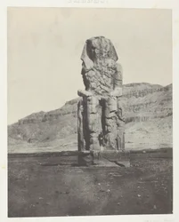 Gournah, Coloso monolítico de Amenofta III; Tebas, lámina 56 del álbum "Egypte, Nubie, Palestine et Syrie" (1852).