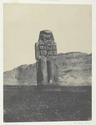 Gournah, Estatua de Memnón, Tebas, 1849-51, impreso en 1852