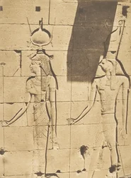 Isis y Horus-Arsiési - Bajo relieve del Templo de Kalabcheh Talmis, 8 de abril de 1850