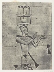 Kalabscheh, Sculptures De La Façade Postérieure Du Temple; Nubie, lámina 91 del álbum "Egypte, Nubie, Palestine et Syrie" (1852).