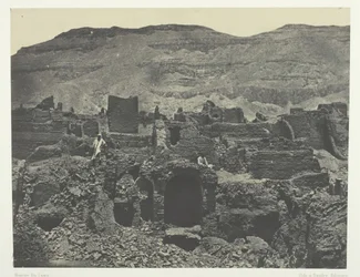 Médinet-Habou, Ruinas de la Ciudad de Papa, Tebas, 1849-51, impreso en 1852