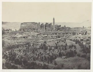 Palacio de Karnak, vista general de las ruinas, tomada desde el este; Tebas, lámina 31 del álbum «Egipto, Nubia, Palestina y Siria» (1852)