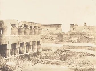 Palacio y pueblo de Luxor, visto desde el sur, Tebas, 1849-50
