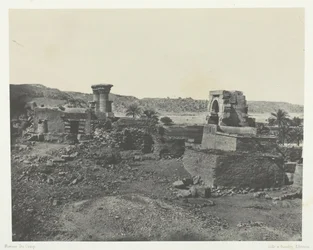 Pueblo y Templo de la Isla de Béghé, al oeste de Filé, Nubia, 1849-51, impreso 1852