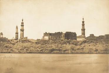 Vista de Girgeh y la costa arrasada por la inundación del Nilo, 1849-50