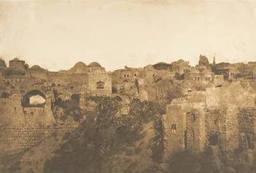 Vista de la Piscina Probatica y un barrio de Jerusalén