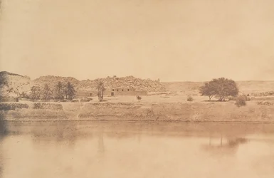 Vista tomada al Este de Philae - Pueblo de Abou-Kouli, Ruta de Assouan, 1849-50