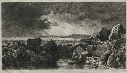 Rocas negras cerca de Trouville (marea baja)