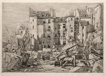 Demolición de casas antiguas en París, 1862