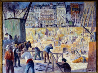 Un sitio de construcción en París en 1912
