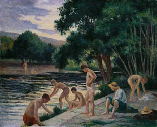 Bañistas en las Orillas del Cure