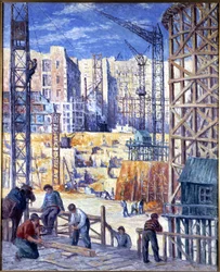 Sitio de construcción en París, quai de Passy, 1907