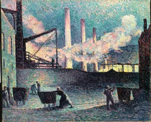 Chimeneas de fábrica en Couillet, 1903