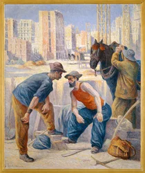 Los peones camineros (pintura sobre lienzo)