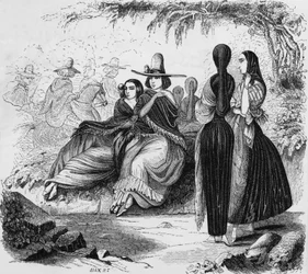 Mujeres de Lima en Perú, grabado del viaje de radiguet en Lima en la década de 1840