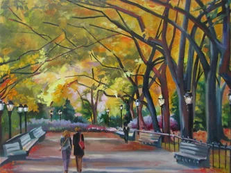 Paseo por el parque en otoño